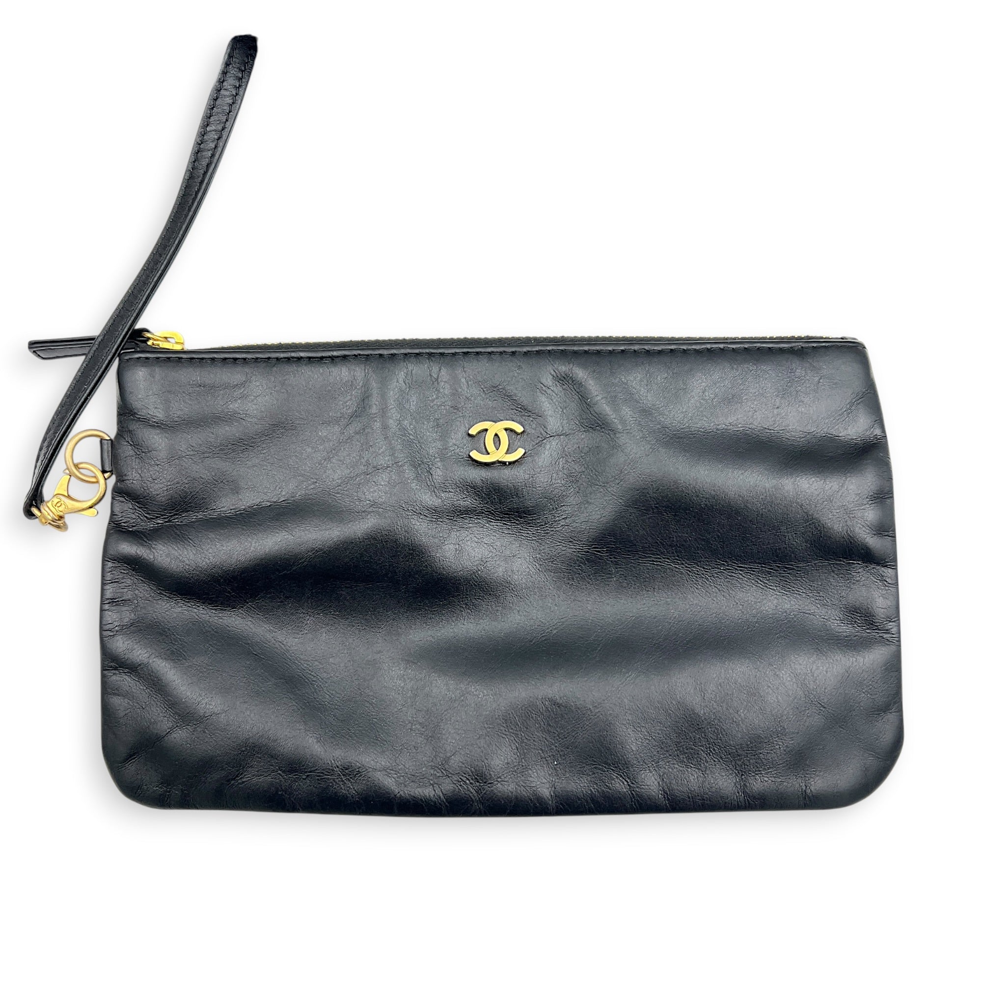 22 Tote Small Black Shoulder Bag in Calfskin, Gold hardware