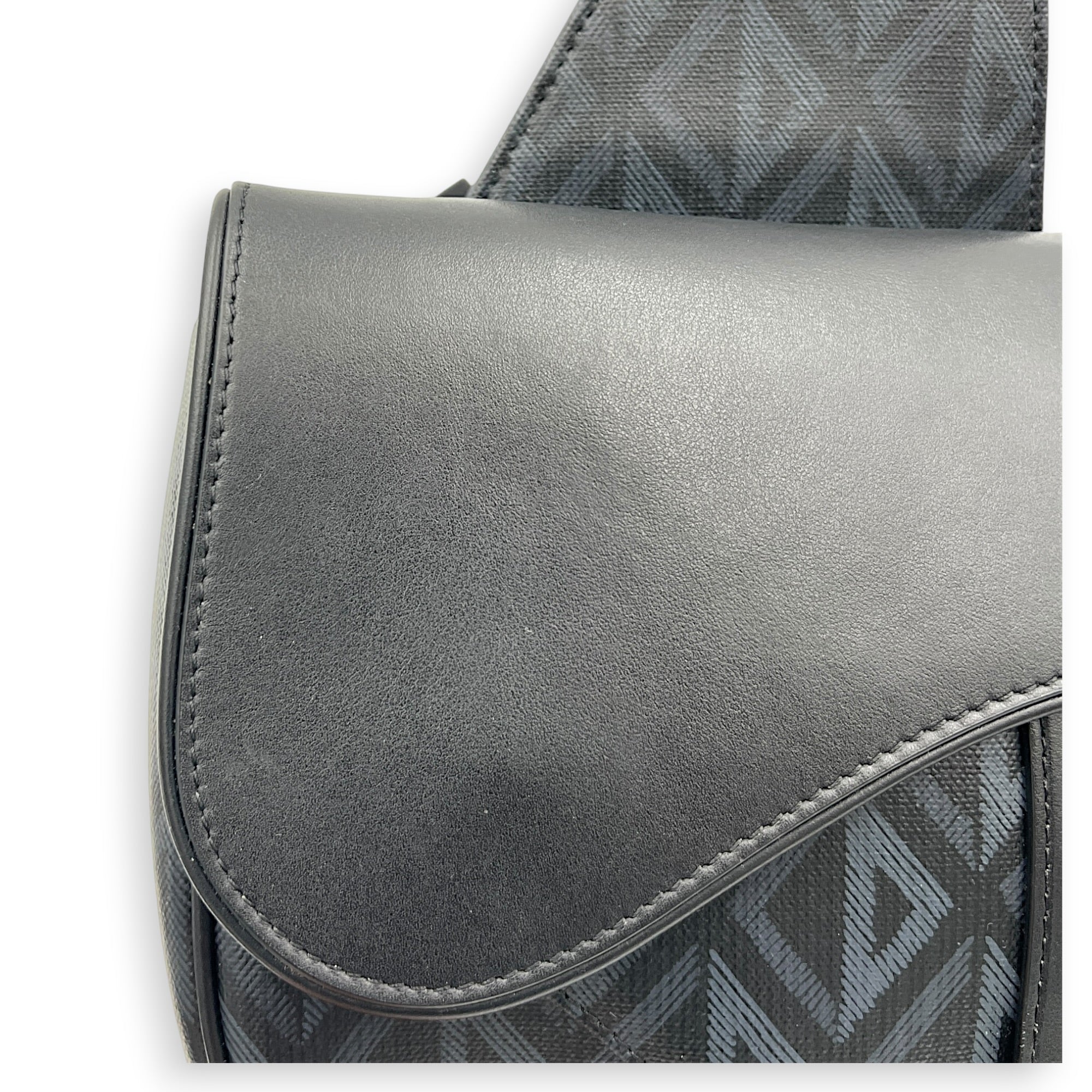 Saddle Crossbody Bag Black in Coated Canvas, Silver hardware