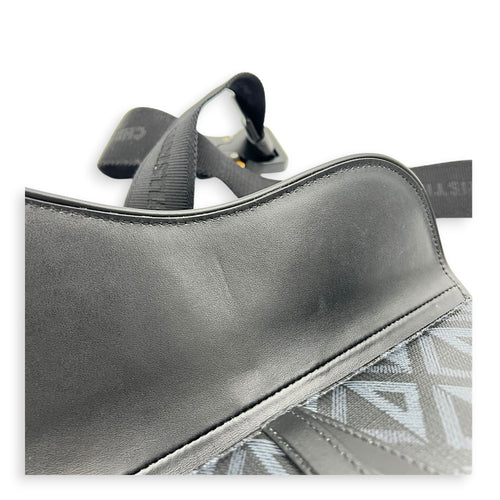 Saddle Crossbody Bag Black in Coated Canvas, Silver hardware