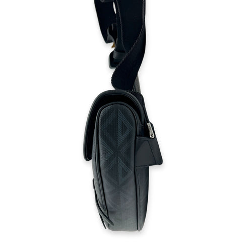 Saddle Crossbody Bag Black in Coated Canvas, Silver hardware
