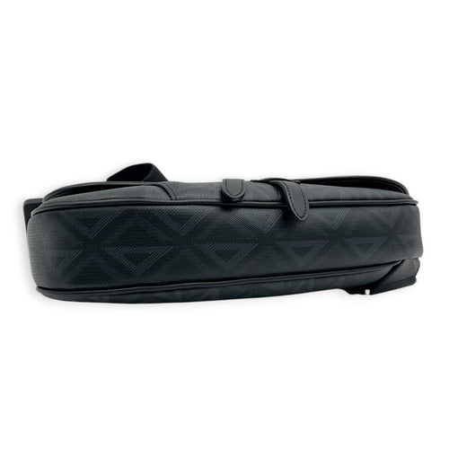 Saddle Crossbody Bag Black in Coated Canvas, Silver hardware
