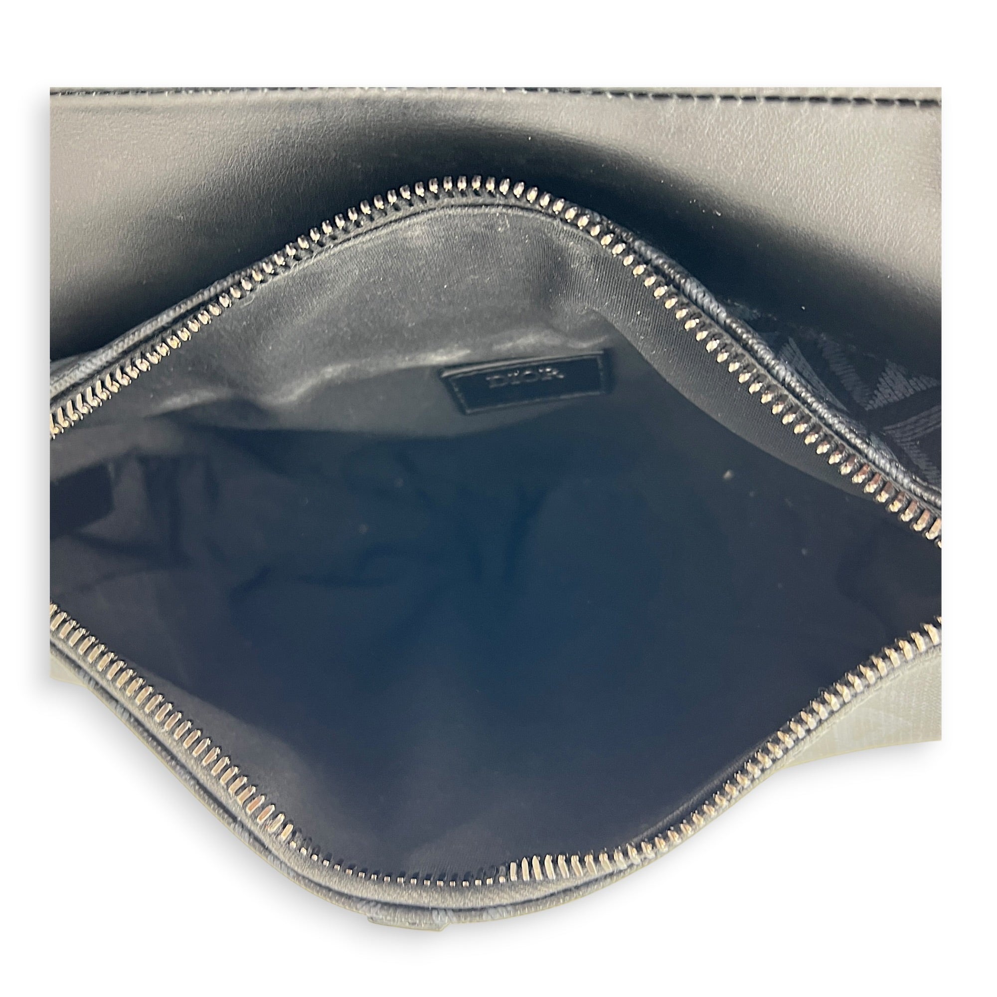Saddle Crossbody Bag Black in Coated Canvas, Silver hardware