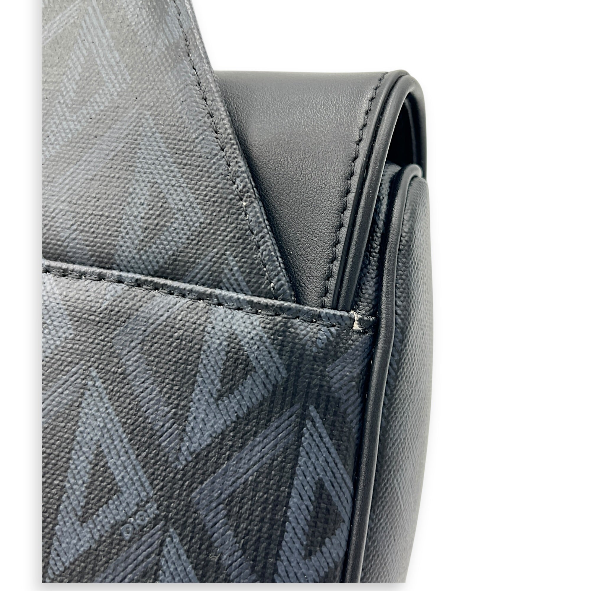 Saddle Crossbody Bag Black in Coated Canvas, Silver hardware
