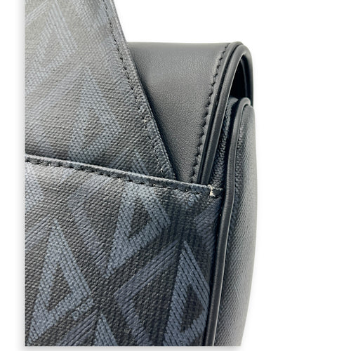 Saddle Crossbody Bag Black in Coated Canvas, Silver hardware