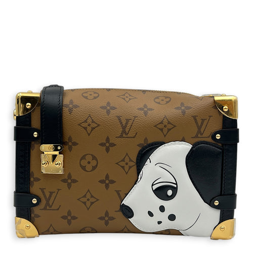 x Sun Yitian Side Trunk MM Brown Top Handle Bag in Monogram Coated Canvas, Gold hardware
