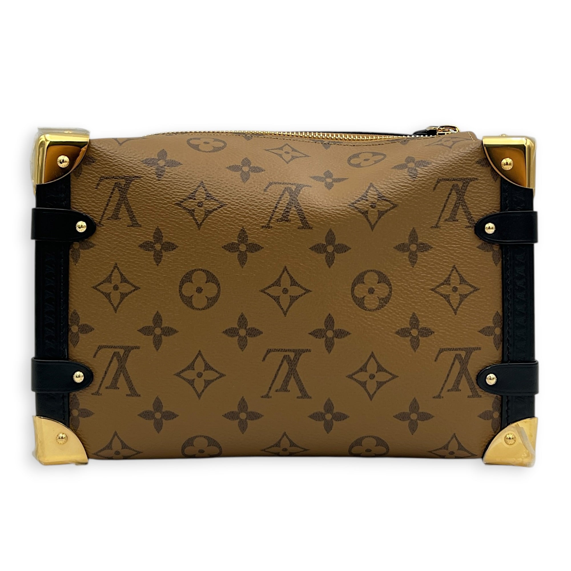 x Sun Yitian Side Trunk MM Brown Top Handle Bag in Monogram Coated Canvas, Gold hardware