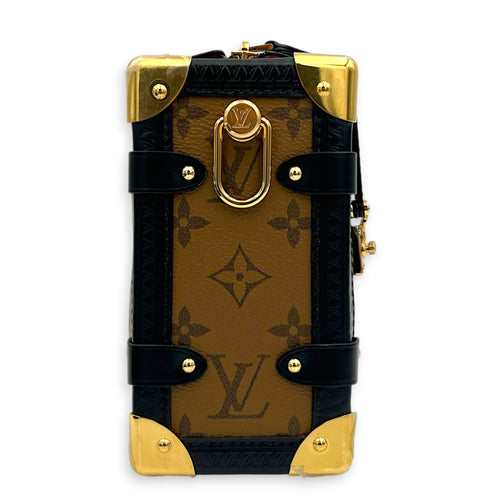 x Sun Yitian Side Trunk MM Brown Top Handle Bag in Monogram Coated Canvas, Gold hardware