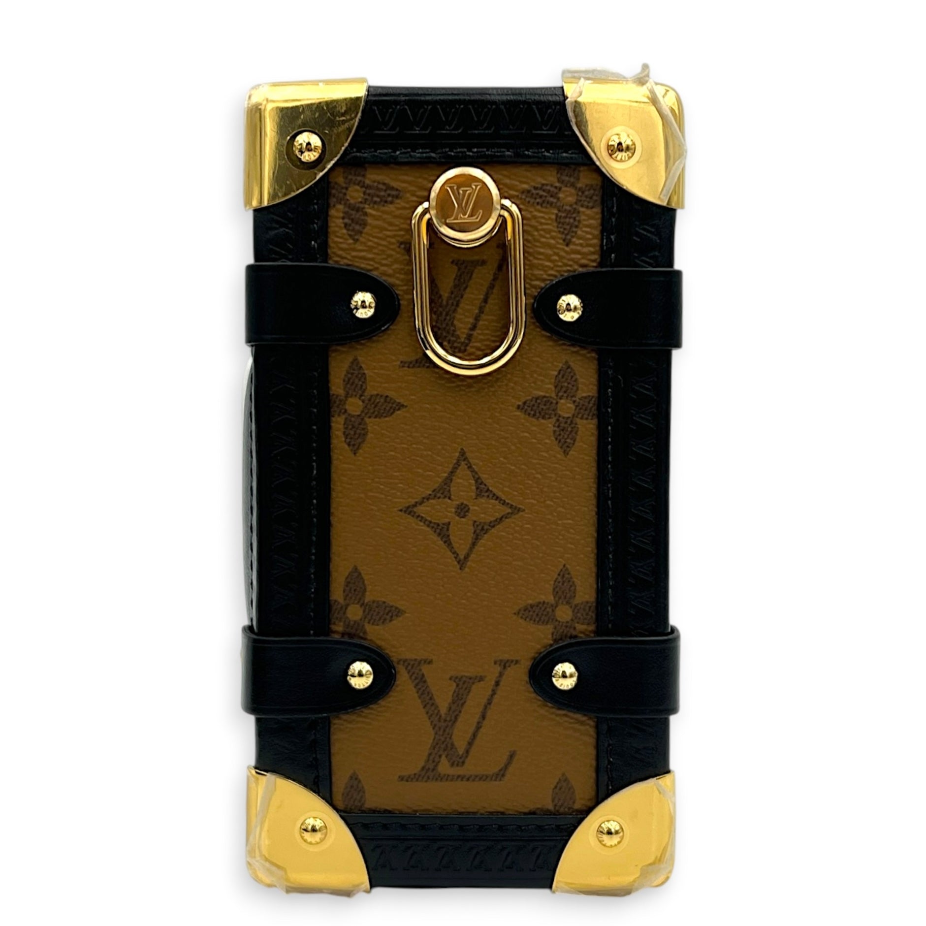 x Sun Yitian Side Trunk MM Brown Top Handle Bag in Monogram Coated Canvas, Gold hardware