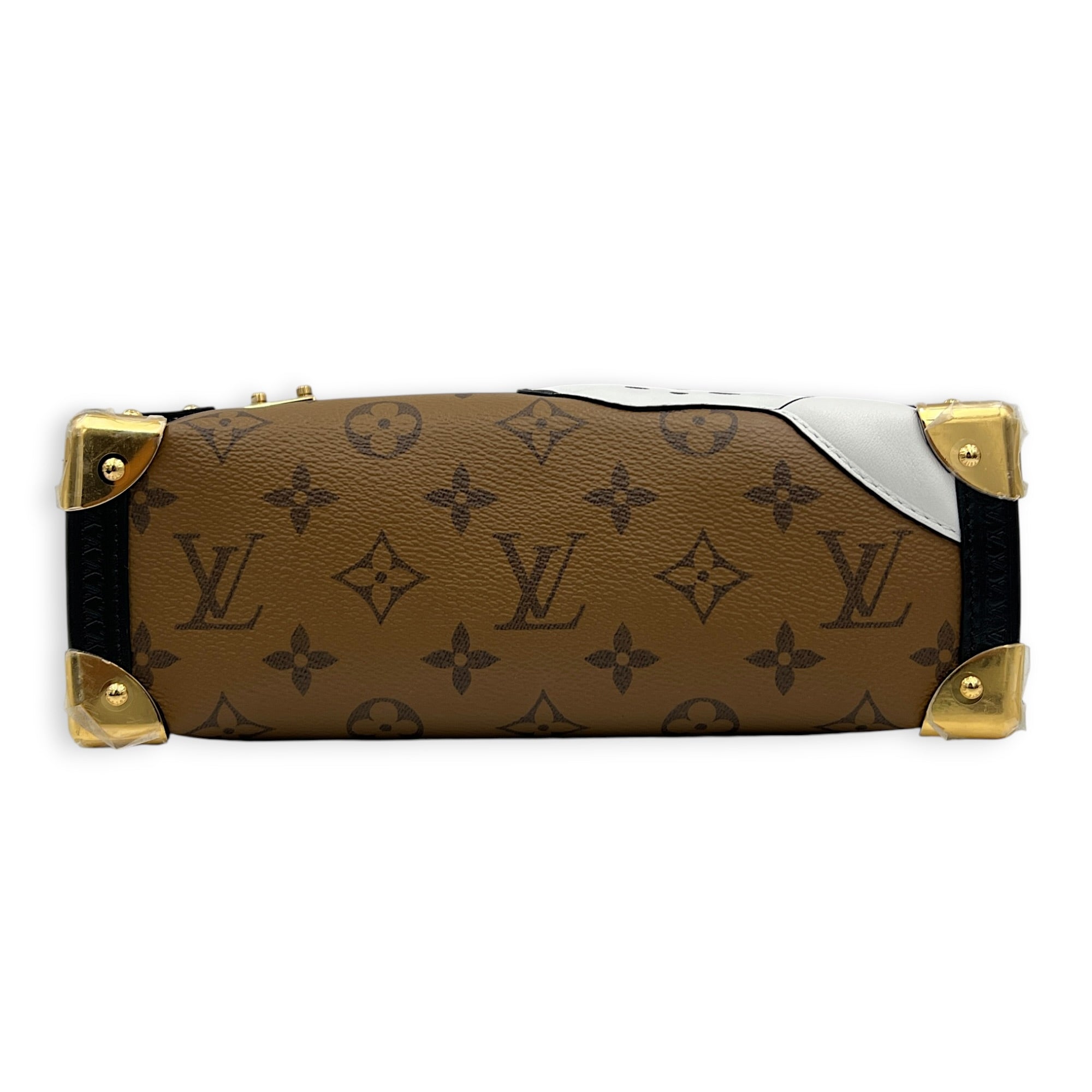 x Sun Yitian Side Trunk MM Brown Top Handle Bag in Monogram Coated Canvas, Gold hardware
