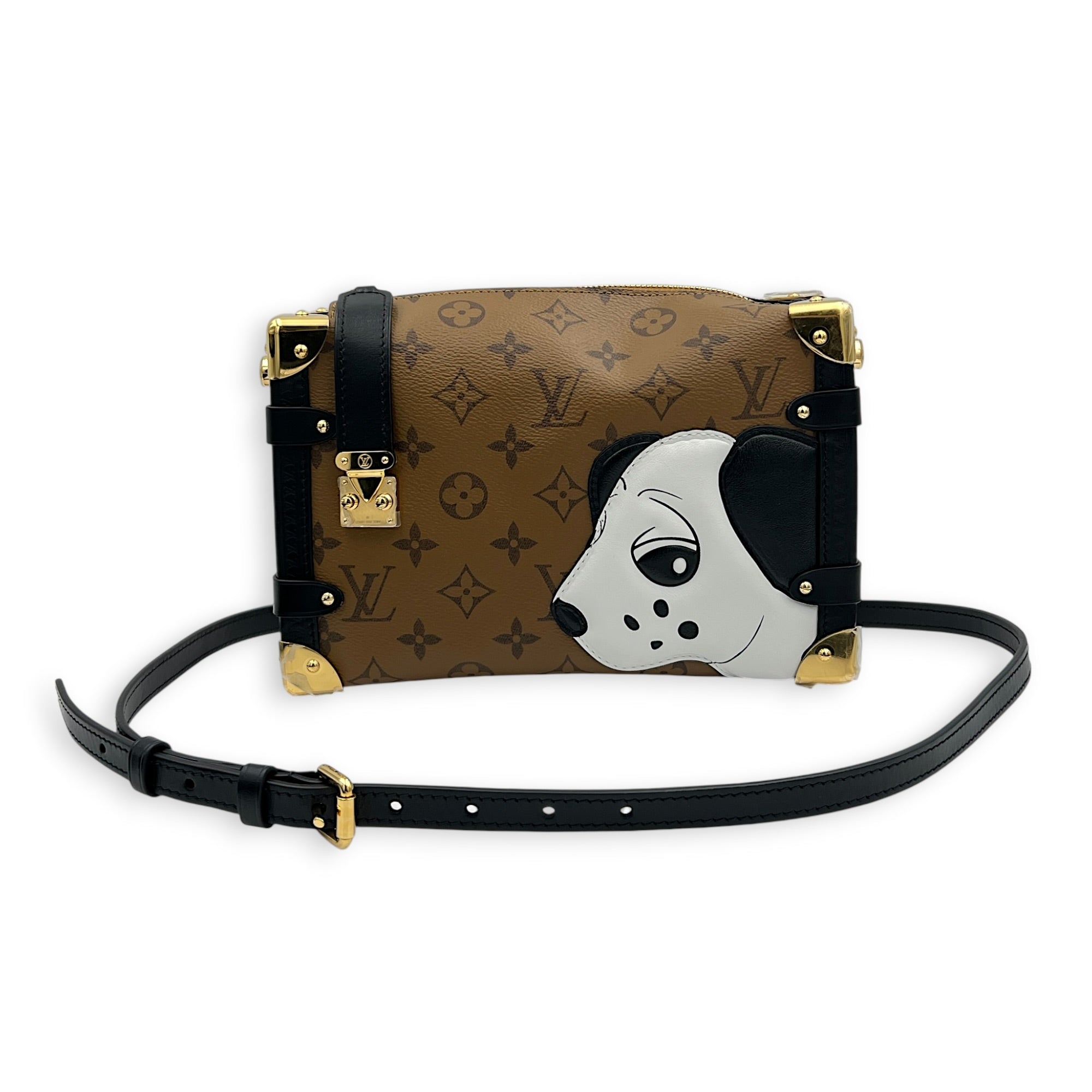 x Sun Yitian Side Trunk MM Brown Top Handle Bag in Monogram Coated Canvas, Gold hardware