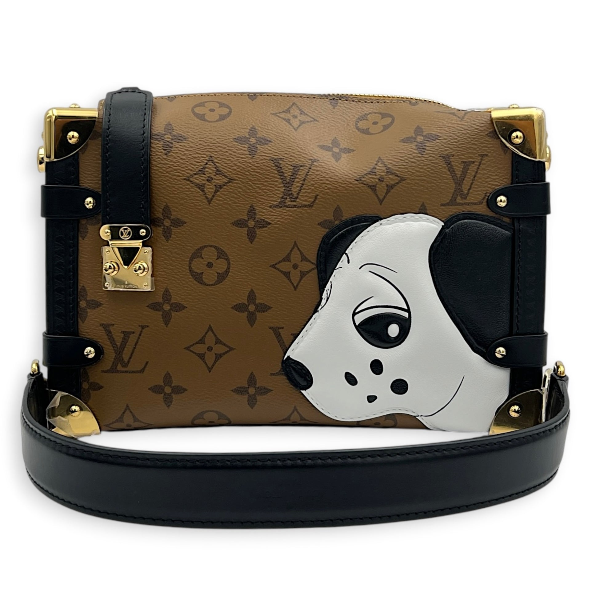 x Sun Yitian Side Trunk MM Brown Top Handle Bag in Monogram Coated Canvas, Gold hardware