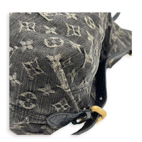 Cabby Shoulder Bag GM Black in Denim, Gold hardware