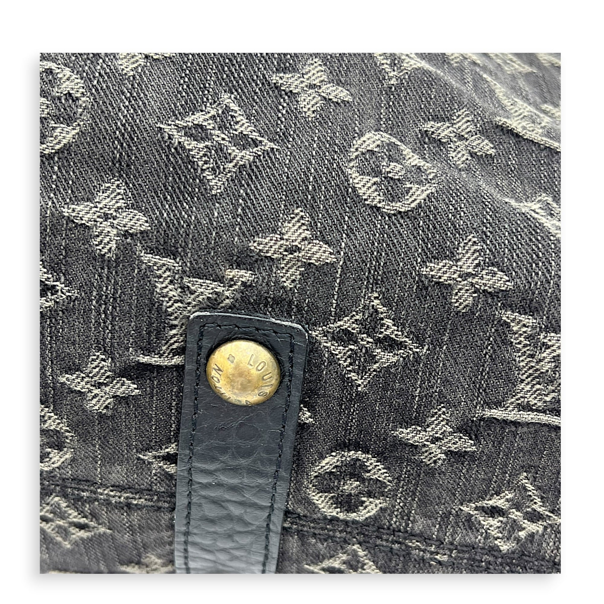 Cabby Shoulder Bag GM Black in Denim, Gold hardware