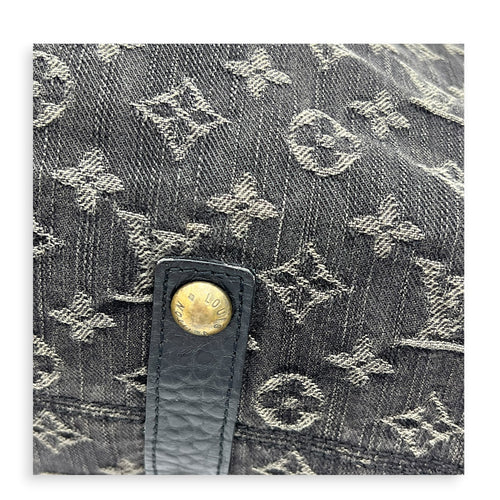 Cabby Shoulder Bag GM Black in Denim, Gold hardware