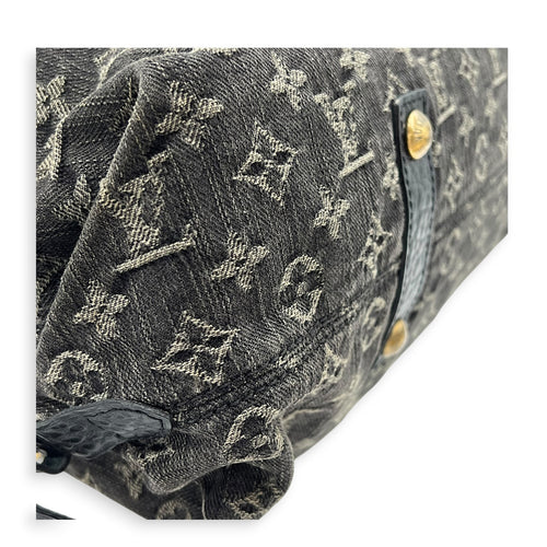 Cabby Shoulder Bag GM Black in Denim, Gold hardware