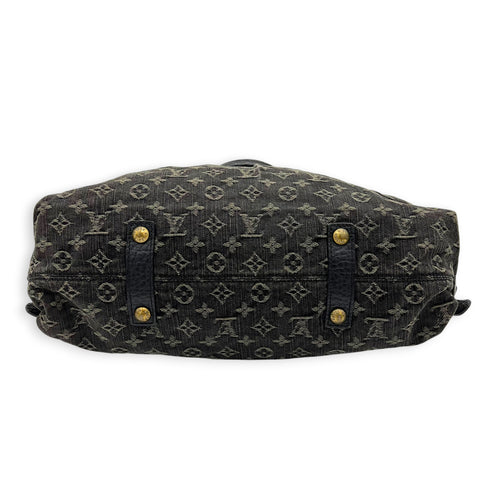 Cabby Shoulder Bag GM Black in Denim, Gold hardware