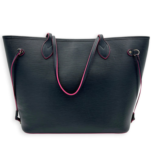 Neverfull MM Blue Tote Bag in Epi Leather, Silver hardware