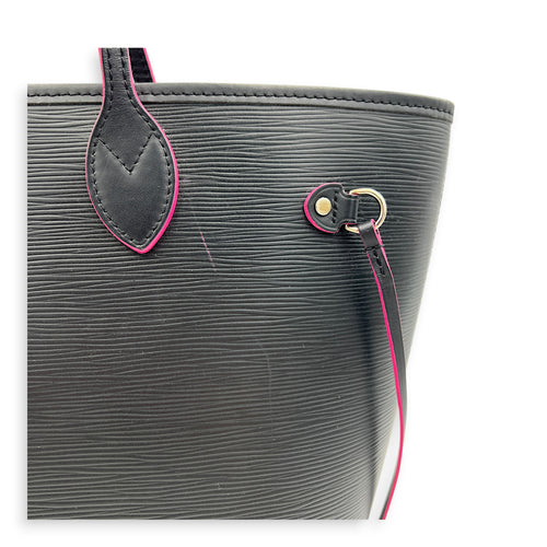 Neverfull MM Blue Tote Bag in Epi Leather, Silver hardware