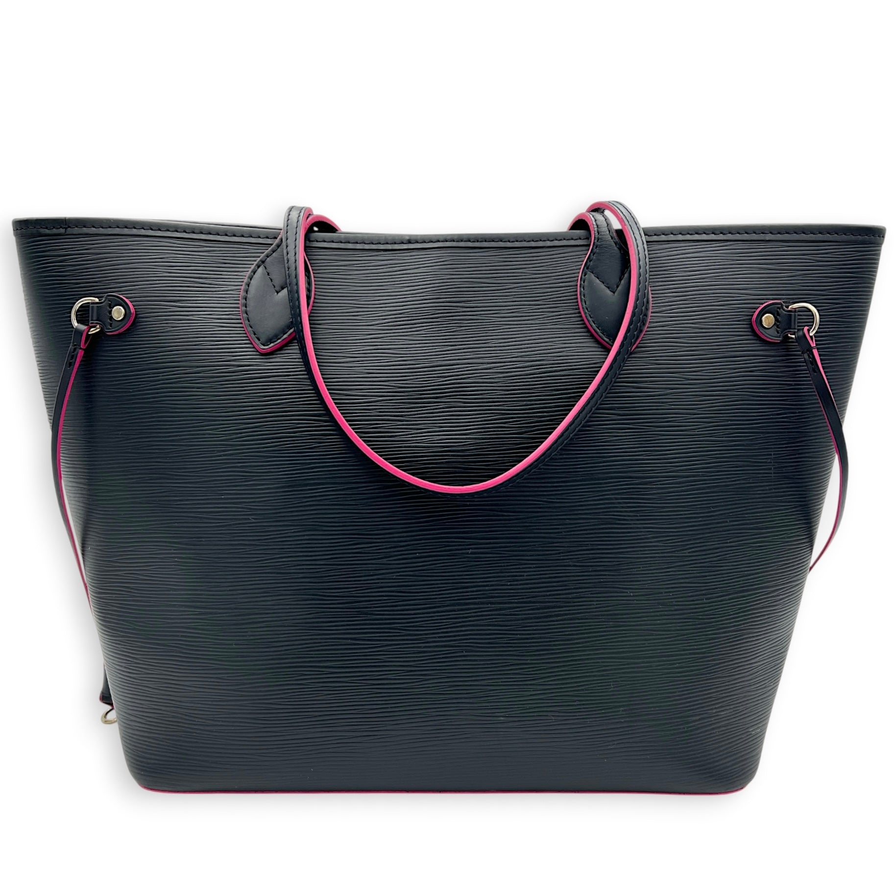Neverfull MM Blue Tote Bag in Epi Leather, Silver hardware