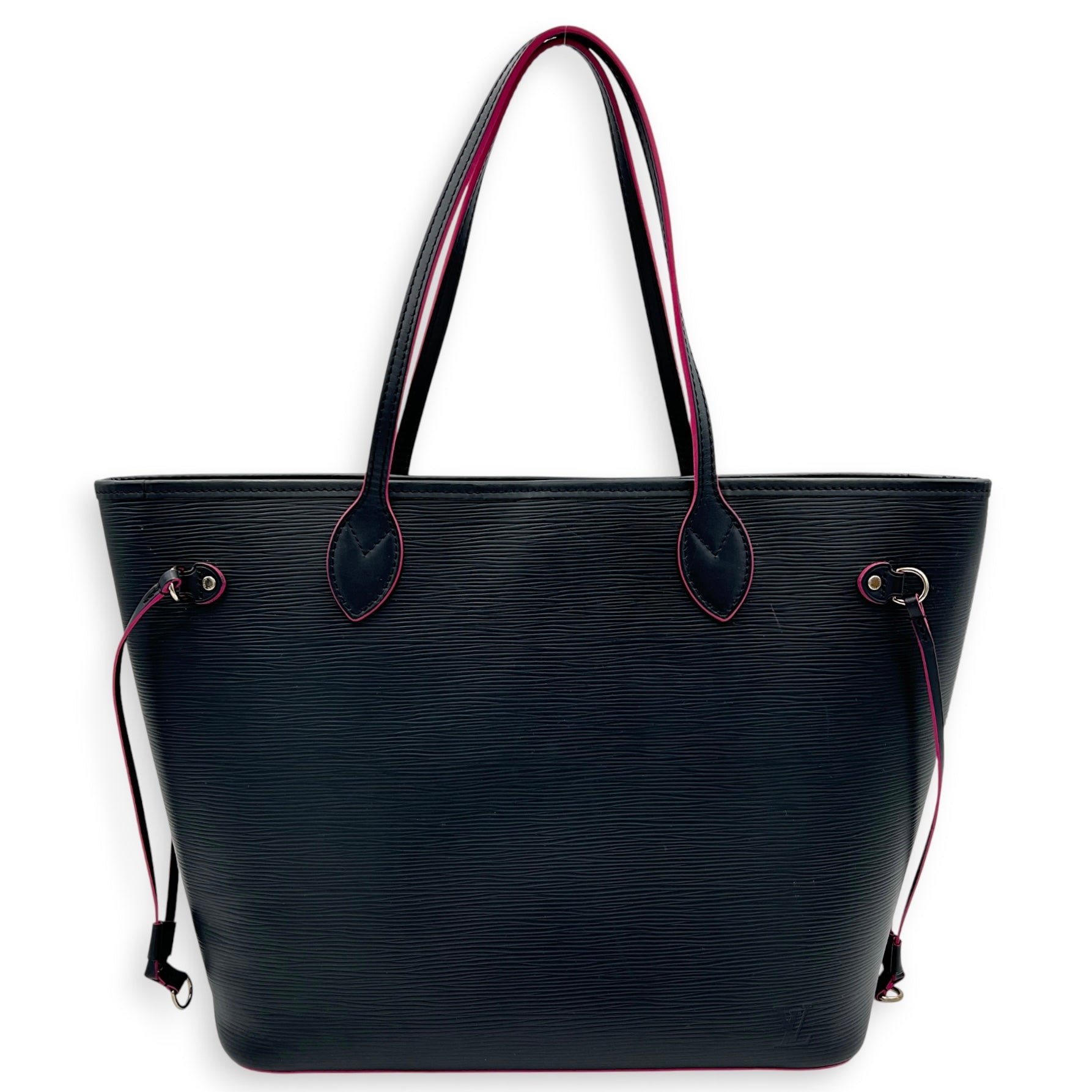 Neverfull MM Blue Tote Bag in Epi Leather, Silver hardware