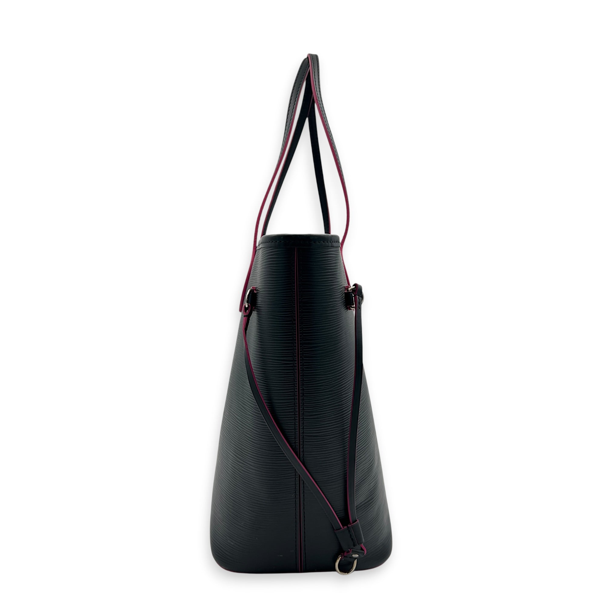 Neverfull MM Blue Tote Bag in Epi Leather, Silver hardware