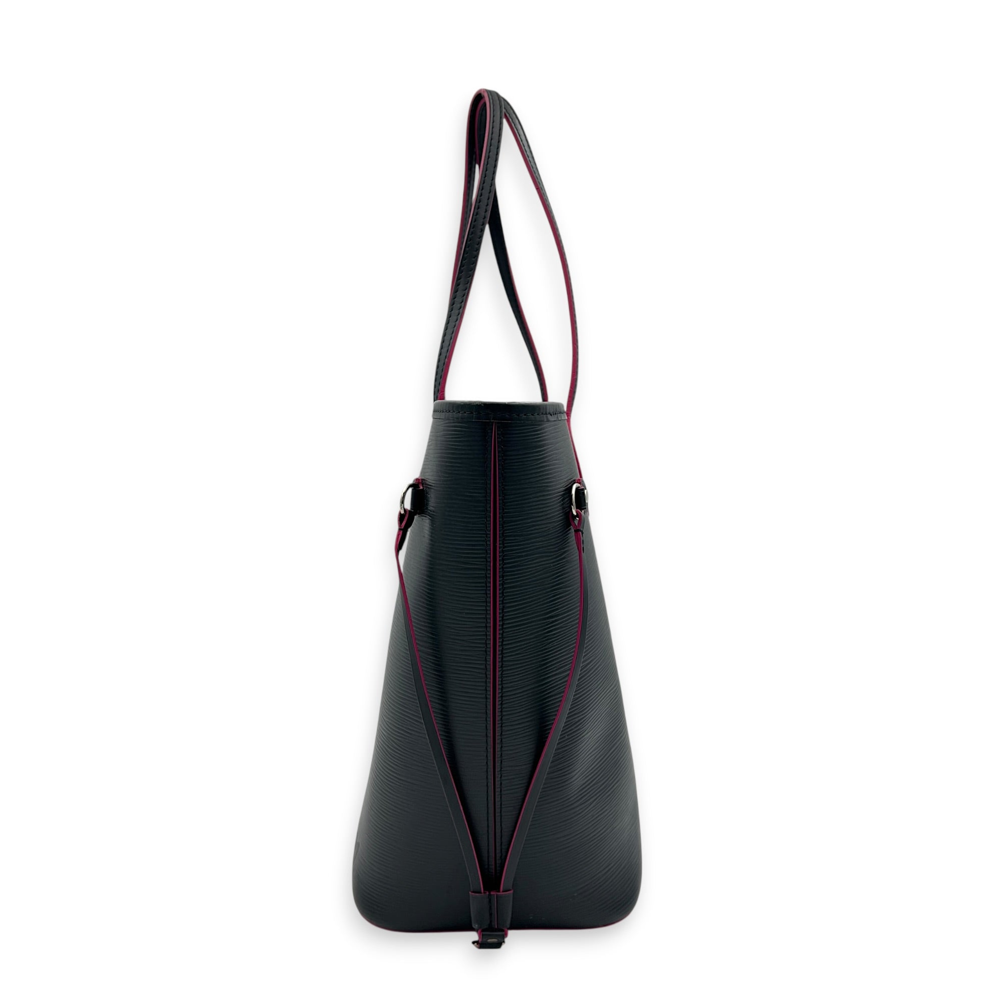 Neverfull MM Blue Tote Bag in Epi Leather, Silver hardware