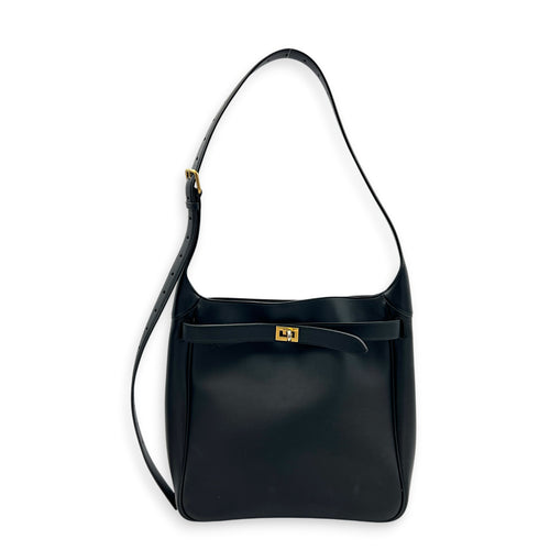 Bel Air Shoulder Bag Small Black in Calfskin, Gold hardware