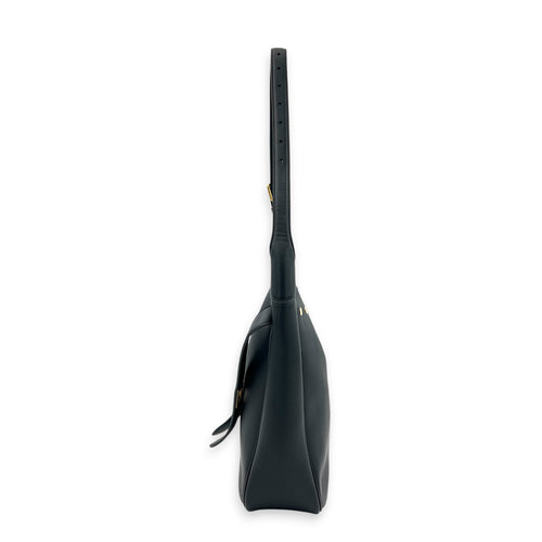 Bel Air Shoulder Bag Small Black in Calfskin, Gold hardware