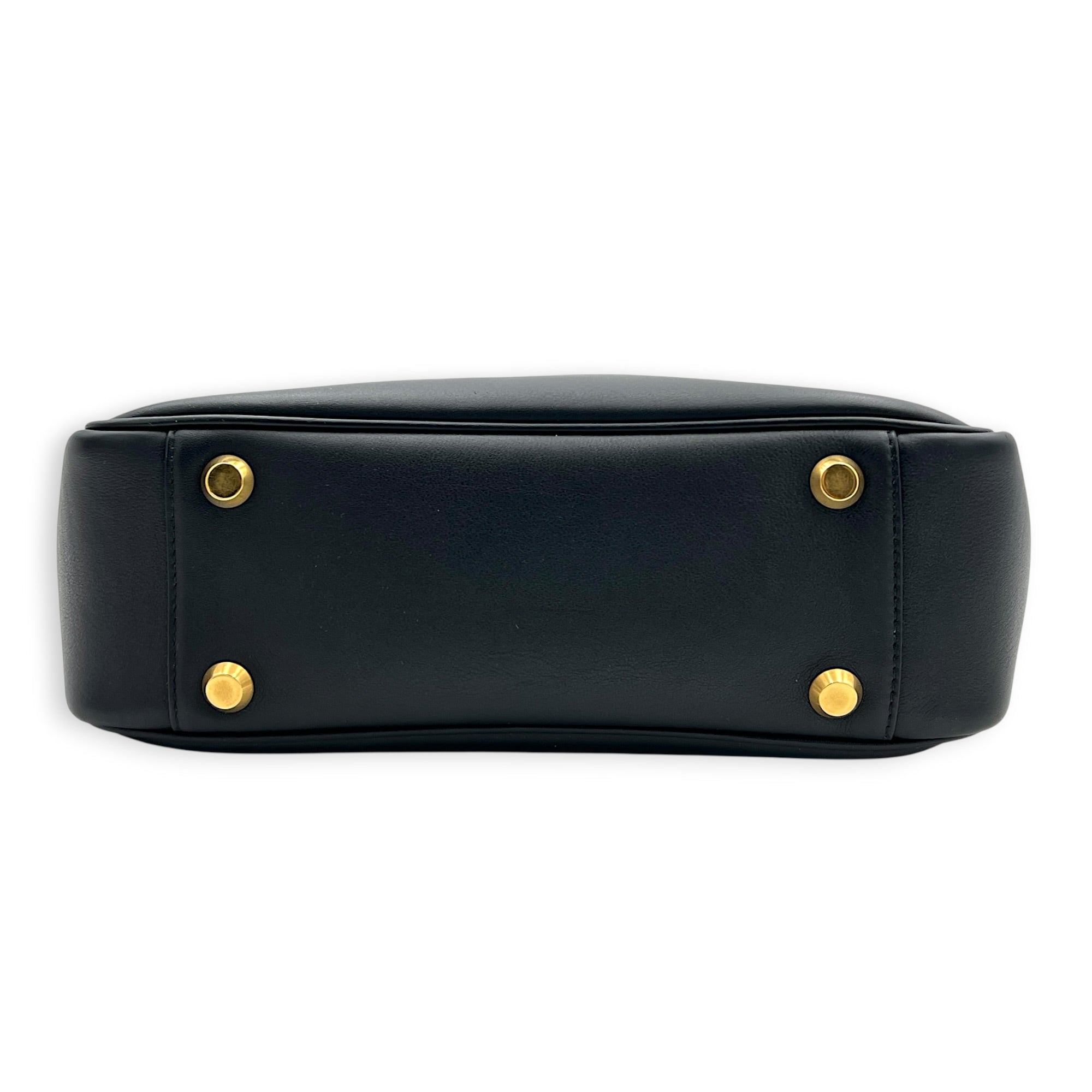 Bel Air Shoulder Bag Small Black in Calfskin, Gold hardware