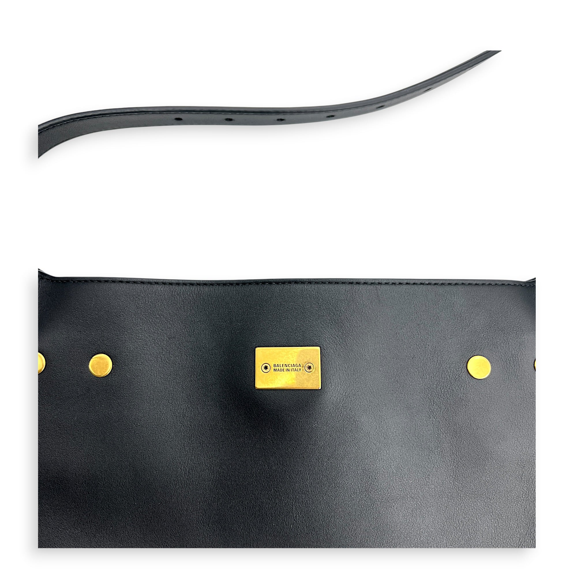 Bel Air Shoulder Bag Small Black in Calfskin, Gold hardware