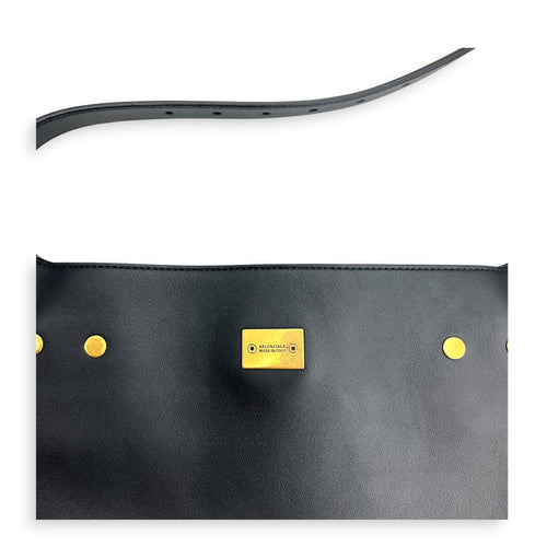 Bel Air Shoulder Bag Small Black in Calfskin, Gold hardware