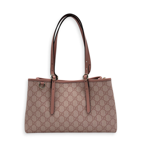 Emblem Tote Bag Pink in Coated Canvas, Gold hardware