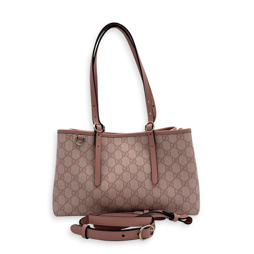 Emblem Tote Bag Pink in Coated Canvas, Gold hardware