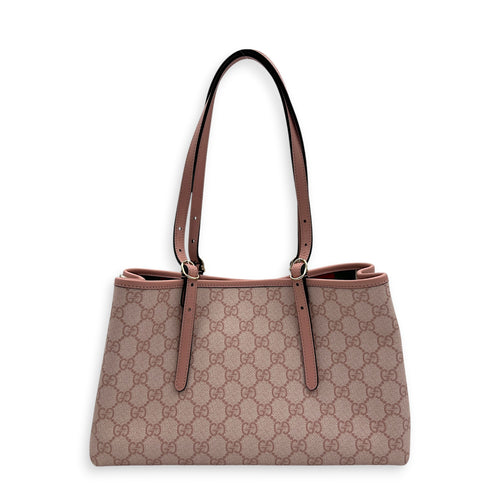 Emblem Tote Bag Pink in Coated Canvas, Gold hardware