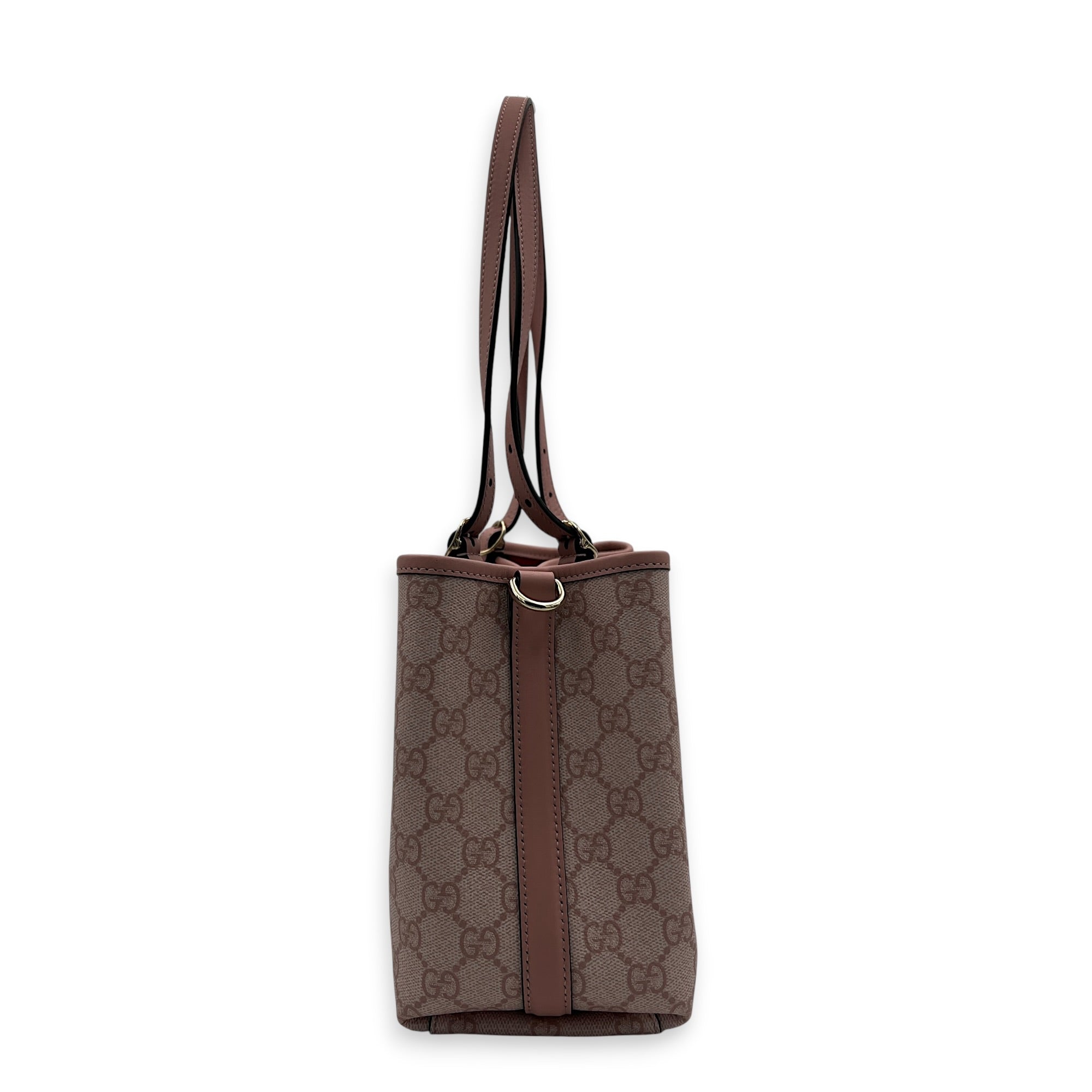 Emblem Tote Bag Pink in Coated Canvas, Gold hardware