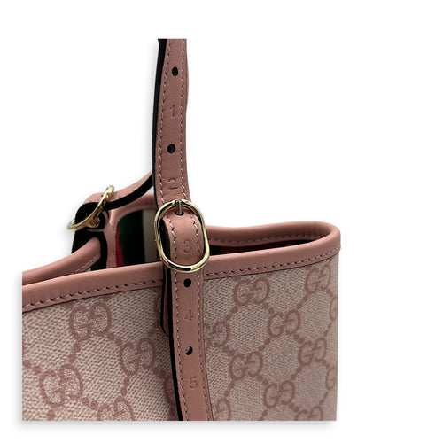 Emblem Tote Bag Pink in Coated Canvas, Gold hardware