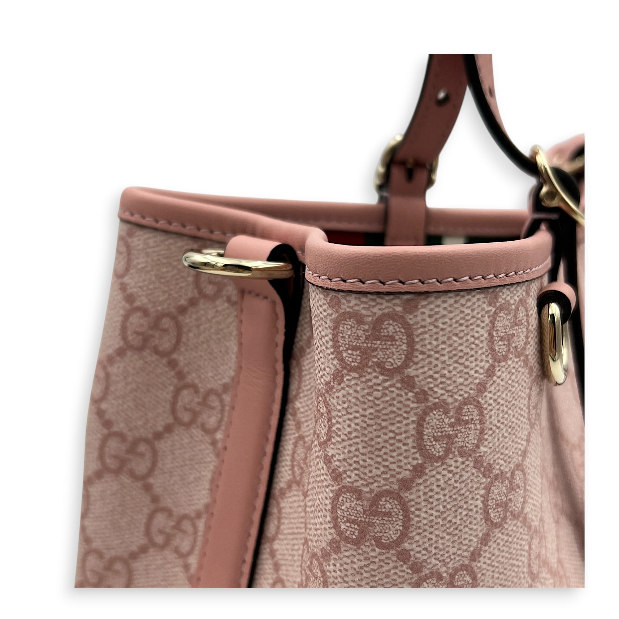 Emblem Tote Bag Pink in Coated Canvas, Gold hardware