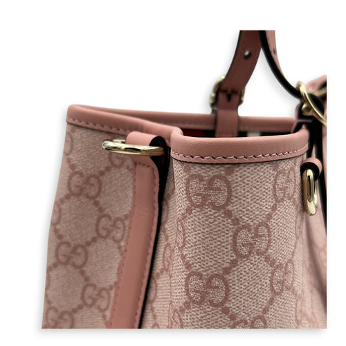 Emblem Tote Bag Pink in Coated Canvas, Gold hardware