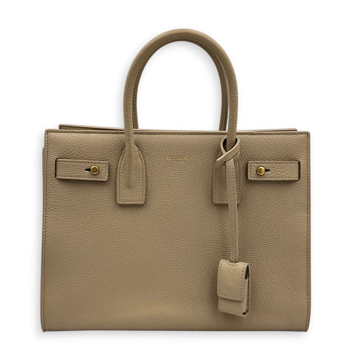 Sac de Jour Top Handle Bag Baby Beige in Calfskin, Gold hardware