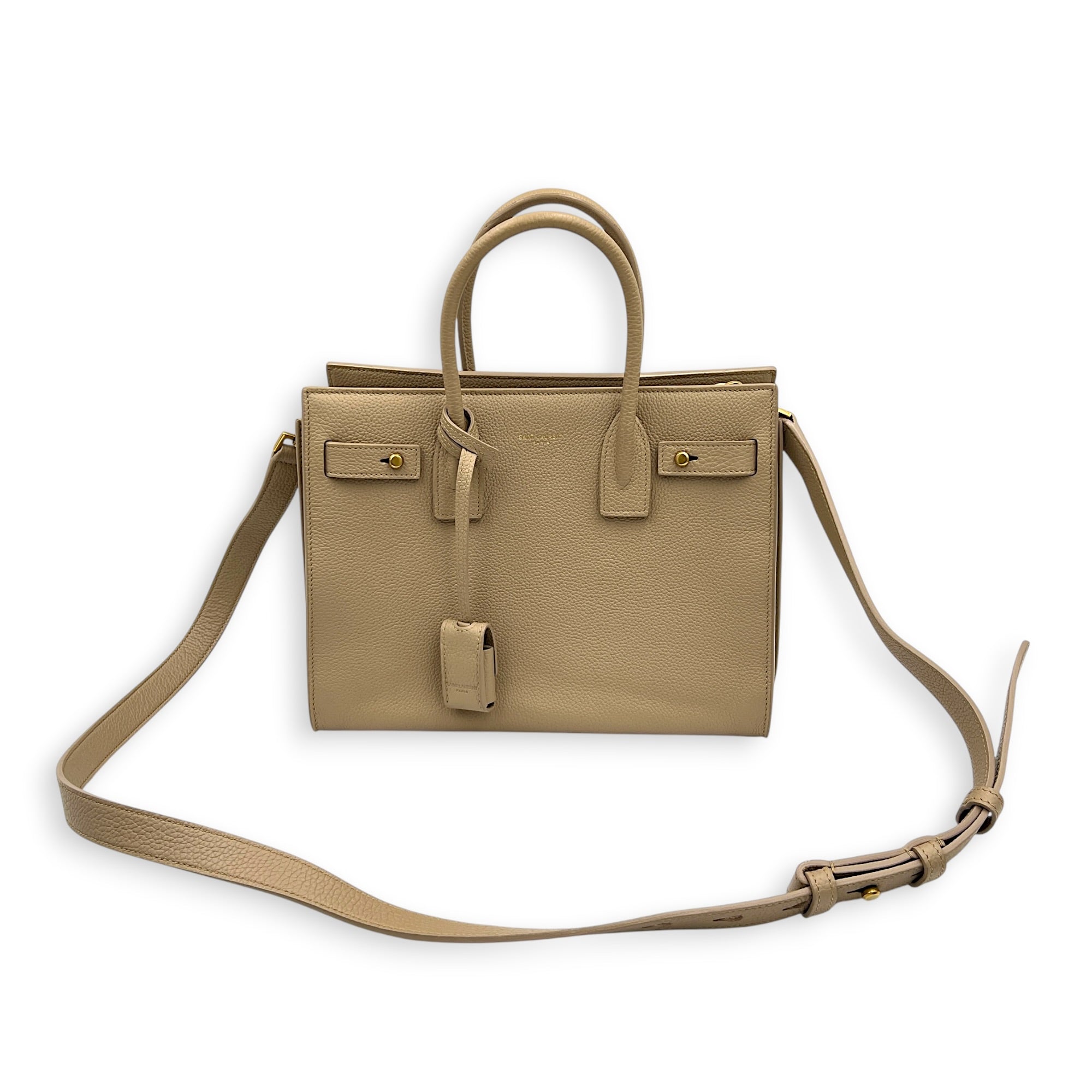 Sac de Jour Top Handle Bag Baby Beige in Calfskin, Gold hardware