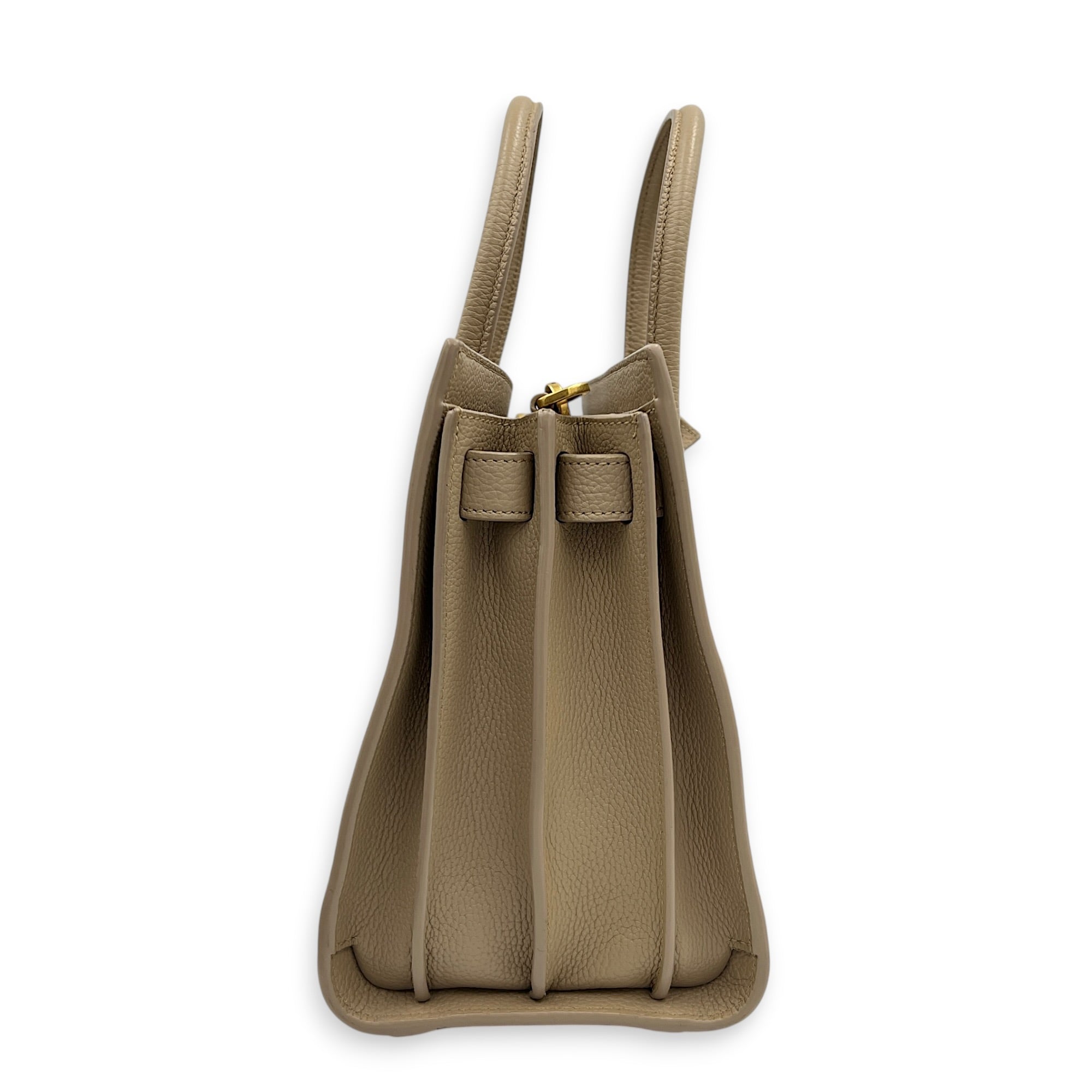 Sac de Jour Top Handle Bag Baby Beige in Calfskin, Gold hardware