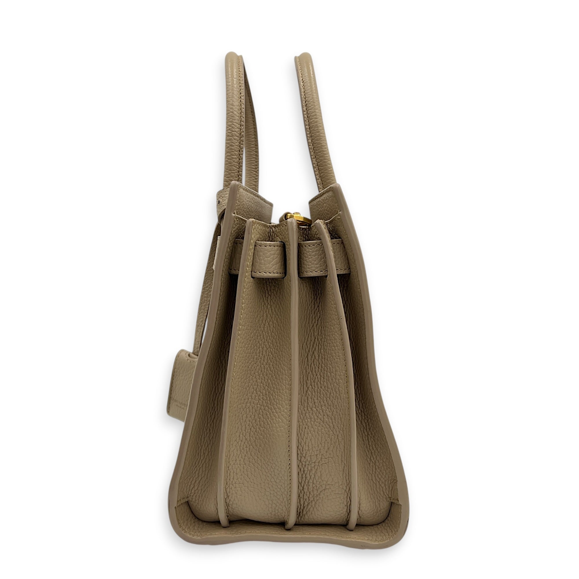 Sac de Jour Top Handle Bag Baby Beige in Calfskin, Gold hardware