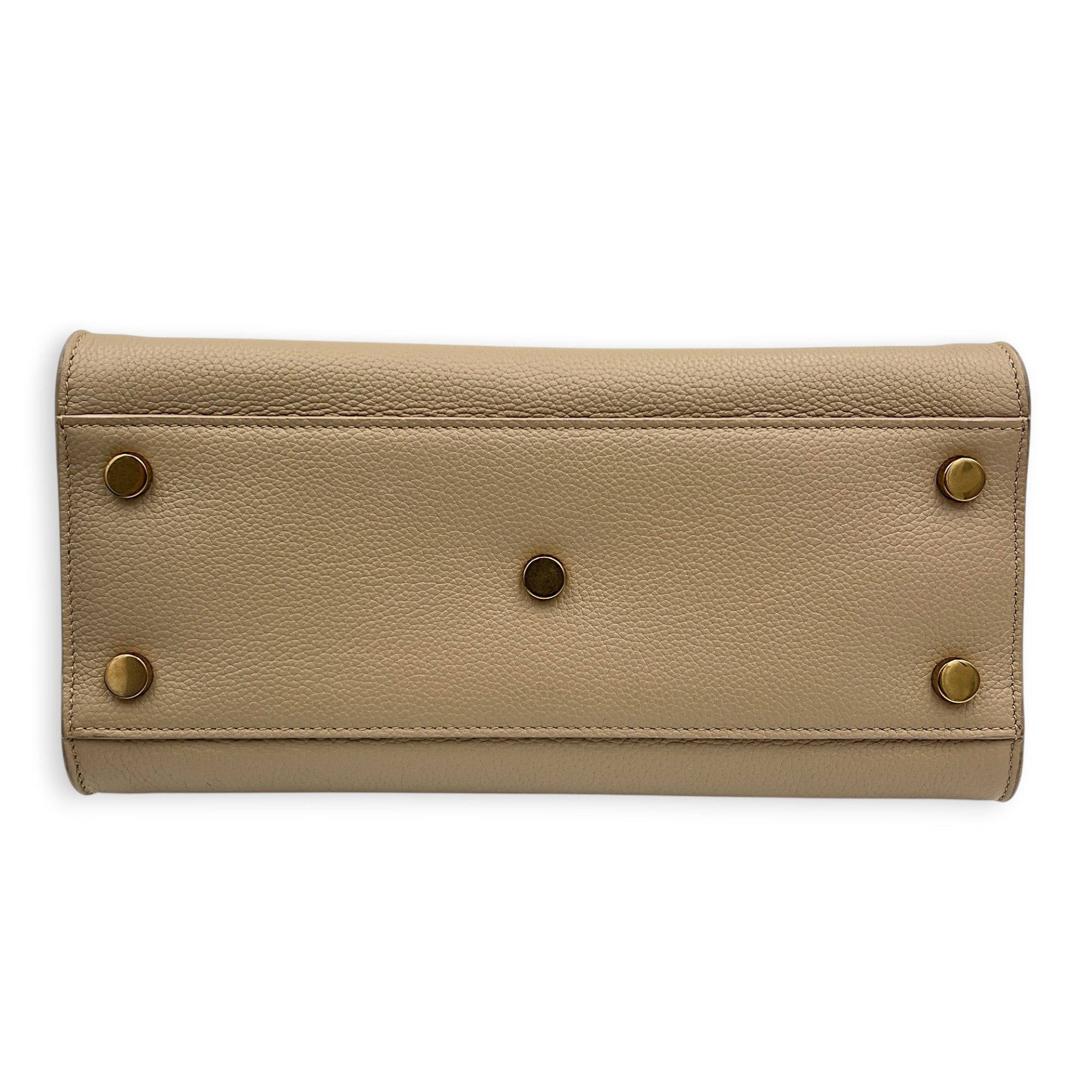 Sac de Jour Top Handle Bag Baby Beige in Calfskin, Gold hardware