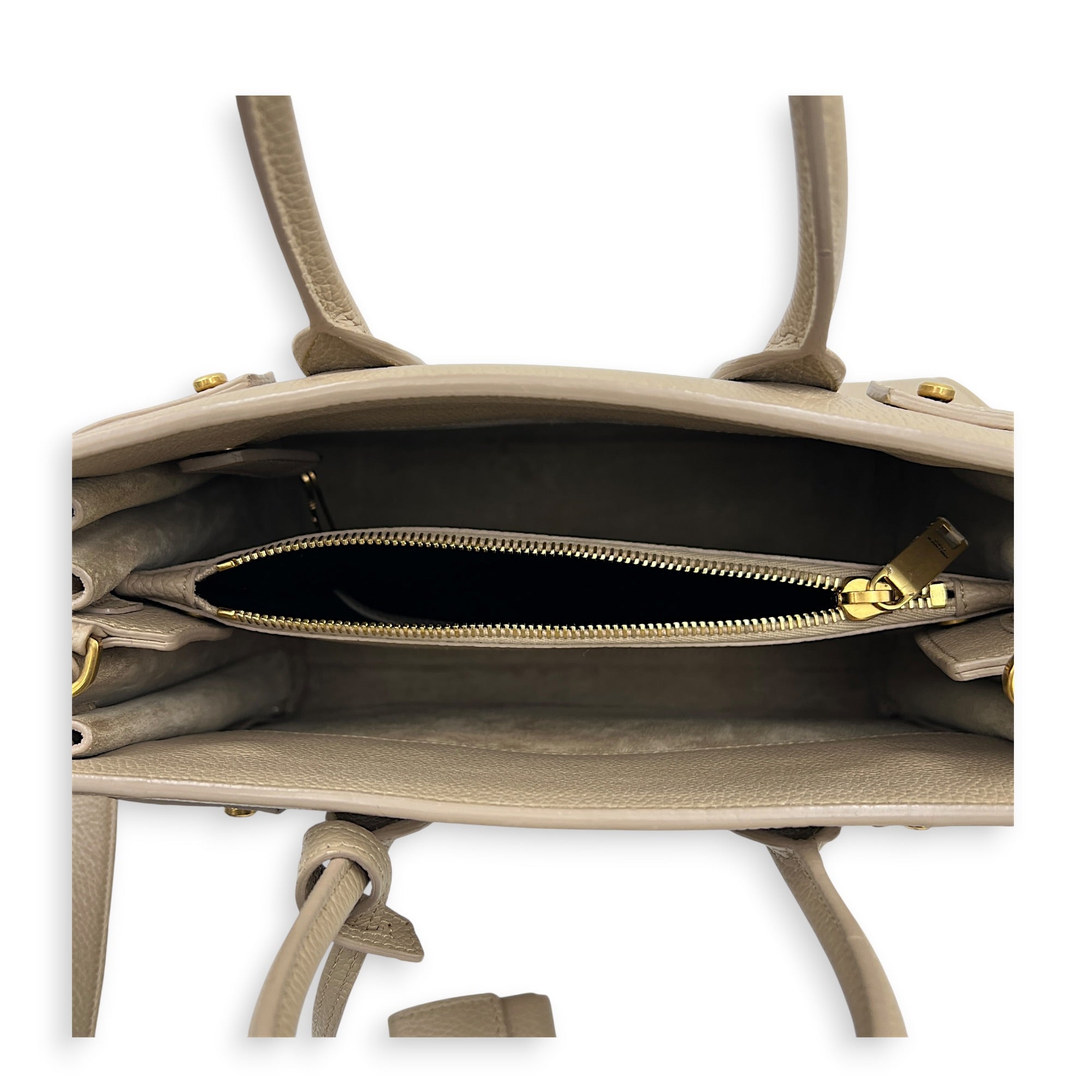 Sac de Jour Top Handle Bag Baby Beige in Calfskin, Gold hardware