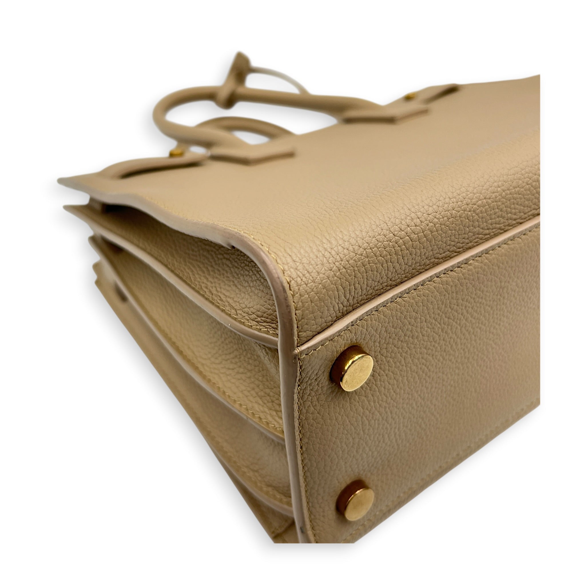 Sac de Jour Top Handle Bag Baby Beige in Calfskin, Gold hardware