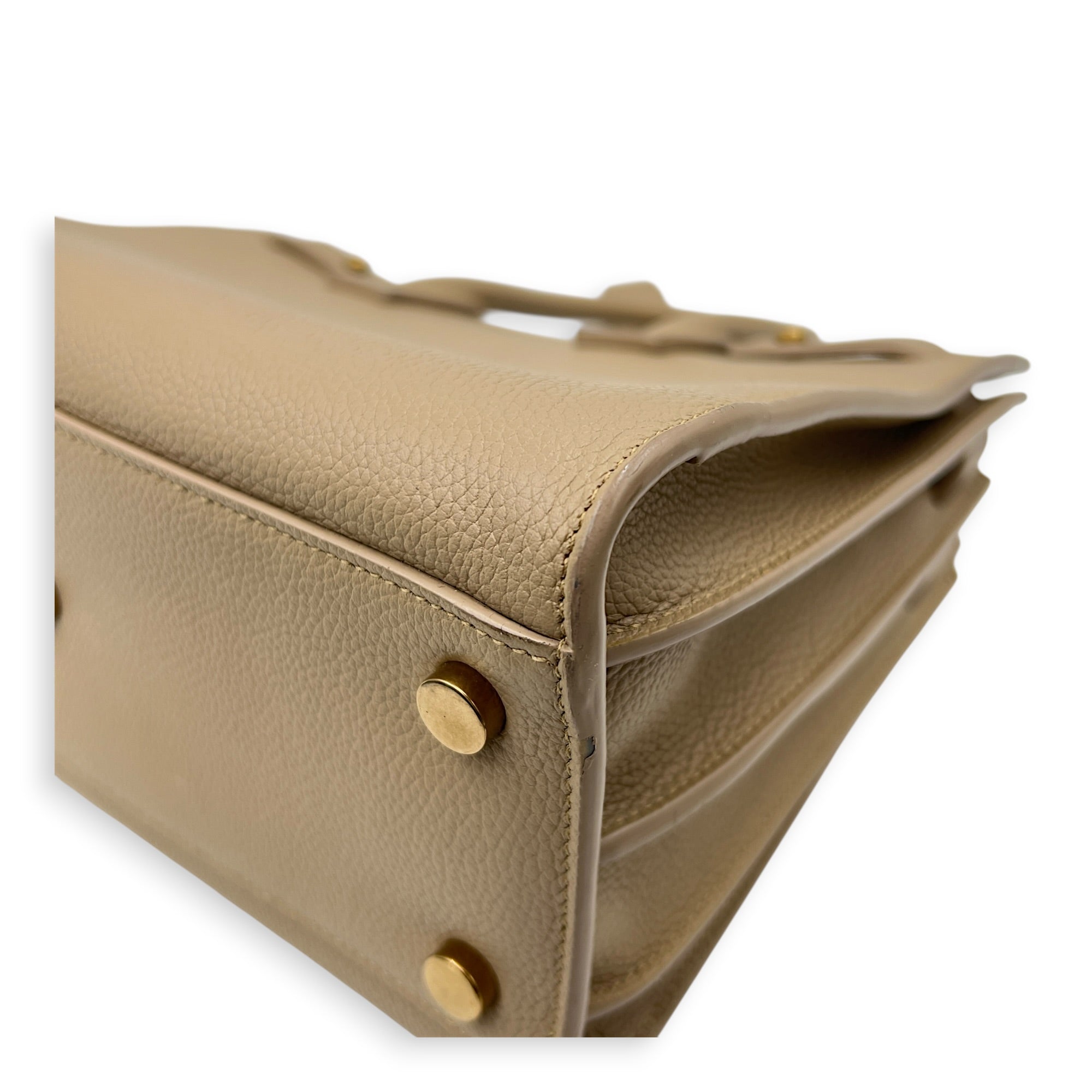 Sac de Jour Top Handle Bag Baby Beige in Calfskin, Gold hardware