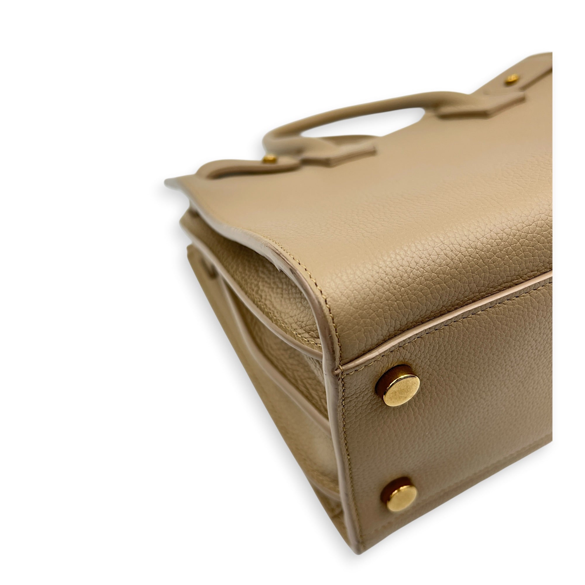 Sac de Jour Top Handle Bag Baby Beige in Calfskin, Gold hardware