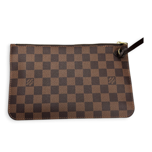Neverfull MM with Pouch Damier Ebene Tote Bag in Coated Canvas, Gold hardware