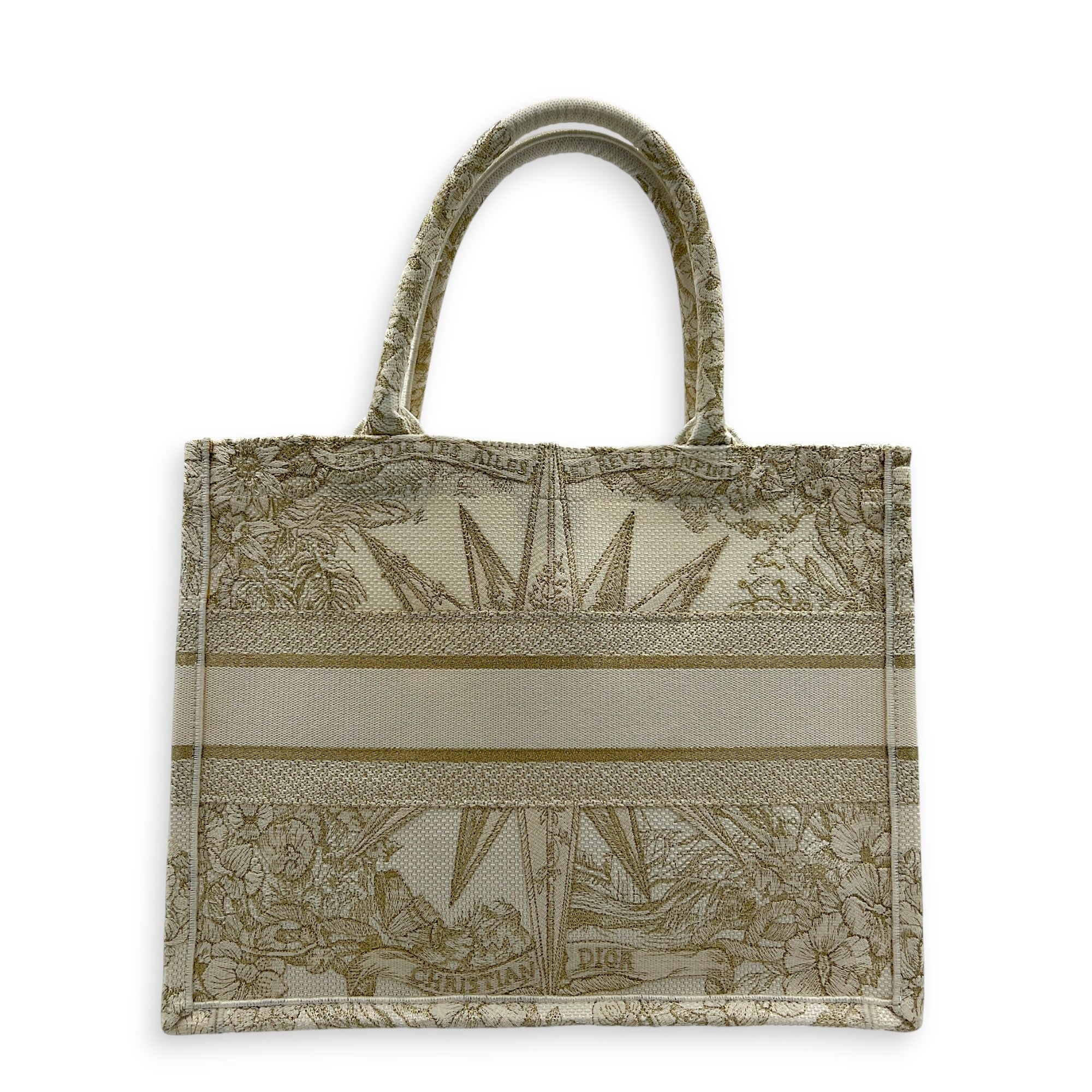 Book Tote Tote Bag Ecru/Gold Toile de Jouy in Canvas