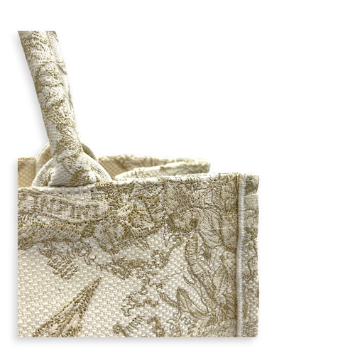 Book Tote Tote Bag Ecru/Gold Toile de Jouy in Canvas